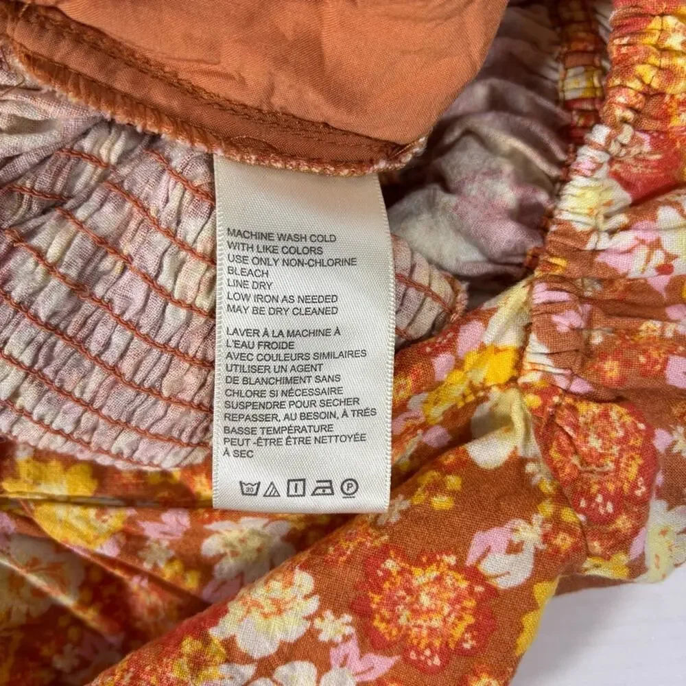 Free People Orange Floral Romper Size Small HH0646